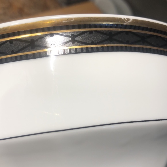 CHRISTOPHER STUART BLACK DRESS OCTAGONAL GOLD TRIM FRUIT DESSERT SAUCE BOWL PLAT - Picture 5 of 12